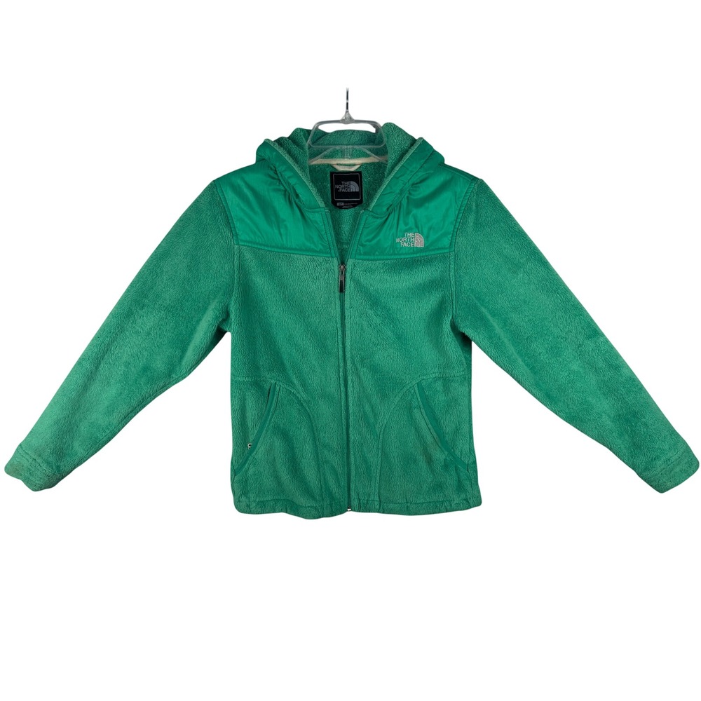The North Face Womens Green Hooded Full Zip Fleece Jacket Size S Small